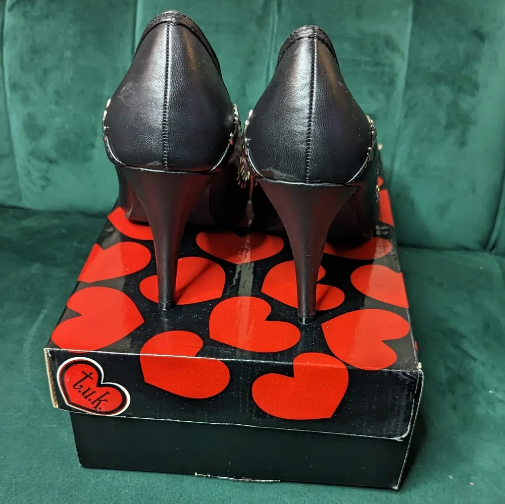 TUK metal stitch heels Black PU US 10 - Picture 5 of 10